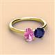 3 - Tanya Oval Shape Pink Sapphire & Cushion Shape Blue Sapphire 2 Stone Duo Ring 