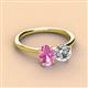 3 - Tanya Oval Shape Pink Sapphire & Cushion Shape IGI Certified Lab Grown Diamond 2 Stone Duo Ring 