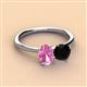 3 - Tanya Oval Shape Pink Sapphire & Cushion Shape Black Onyx 2 Stone Duo Ring 