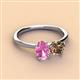 3 - Tanya Oval Shape Pink Sapphire & Cushion Shape Smoky Quartz 2 Stone Duo Ring 