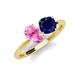 3 - Tanya Oval Shape Pink Sapphire & Cushion Shape Blue Sapphire 2 Stone Duo Ring 