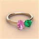 3 - Tanya Oval Shape Pink Sapphire & Cushion Shape Emerald 2 Stone Duo Ring 