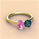 2 - Tanya Oval Shape Pink Sapphire & Cushion Shape London Blue Topaz 2 Stone Duo Ring 