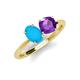 3 - Tanya Oval Shape Turquoise & Cushion Shape Amethyst 2 Stone Duo Ring 