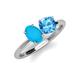 3 - Tanya Oval Shape Turquoise & Cushion Shape Blue Topaz 2 Stone Duo Ring 