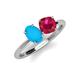 3 - Tanya Oval Shape Turquoise & Cushion Shape Ruby 2 Stone Duo Ring 