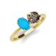 3 - Tanya Oval Shape Turquoise & Cushion Shape Smoky Quartz 2 Stone Duo Ring 