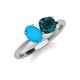 3 - Tanya Oval Shape Turquoise & Cushion Shape London Blue Topaz 2 Stone Duo Ring 