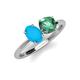 3 - Tanya Oval Shape Turquoise & Cushion Shape Lab Created Alexandrite 2 Stone Duo Ring 