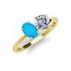 3 - Tanya Oval Shape Turquoise & Cushion Shape Forever Brilliant Moissanite 2 Stone Duo Ring 