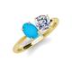 3 - Tanya Oval Shape Turquoise & Cushion Shape GIA Certified Diamond 2 Stone Duo Ring 