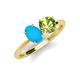 3 - Tanya Oval Shape Turquoise & Cushion Shape Peridot 2 Stone Duo Ring 