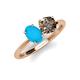 3 - Tanya Oval Shape Turquoise & Cushion Shape Smoky Quartz 2 Stone Duo Ring 