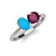 3 - Tanya Oval Shape Turquoise & Cushion Shape Rhodolite Garnet 2 Stone Duo Ring 
