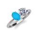 3 - Tanya Oval Shape Turquoise & Cushion Shape Forever One Moissanite 2 Stone Duo Ring 