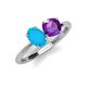 3 - Tanya Oval Shape Turquoise & Cushion Shape Amethyst 2 Stone Duo Ring 