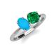 3 - Tanya Oval Shape Turquoise & Cushion Shape Emerald 2 Stone Duo Ring 