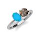 3 - Tanya Oval Shape Turquoise & Cushion Shape Smoky Quartz 2 Stone Duo Ring 