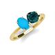 3 - Tanya Oval Shape Turquoise & Cushion Shape London Blue Topaz 2 Stone Duo Ring 