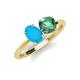 3 - Tanya Oval Shape Turquoise & Cushion Shape Lab Created Alexandrite 2 Stone Duo Ring 