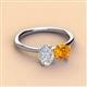 2 - Tanya Oval Shape White Sapphire & Cushion Shape Citrine 2 Stone Duo Ring 