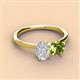 3 - Tanya Oval Shape White Sapphire & Cushion Shape Peridot 2 Stone Duo Ring 