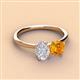 3 - Tanya Oval Shape White Sapphire & Cushion Shape Citrine 2 Stone Duo Ring 