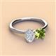 3 - Tanya Oval Shape White Sapphire & Cushion Shape Peridot 2 Stone Duo Ring 