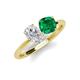 3 - Tanya Oval Shape White Sapphire & Cushion Shape Emerald 2 Stone Duo Ring 