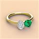 3 - Tanya Oval Shape White Sapphire & Cushion Shape Emerald 2 Stone Duo Ring 