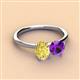 3 - Tanya Oval Shape Yellow Sapphire & Cushion Shape Amethyst 2 Stone Duo Ring 