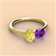 3 - Tanya Oval Shape Yellow Sapphire & Cushion Shape Amethyst 2 Stone Duo Ring 