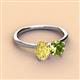 3 - Tanya Oval Shape Yellow Sapphire & Cushion Shape Peridot 2 Stone Duo Ring 