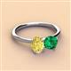 3 - Tanya Oval Shape Yellow Sapphire & Cushion Shape Emerald 2 Stone Duo Ring 