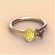 3 - Tanya Oval Shape Yellow Sapphire & Cushion Shape Smoky Quartz 2 Stone Duo Ring 