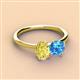 3 - Tanya Oval Shape Yellow Sapphire & Cushion Shape Blue Topaz 2 Stone Duo Ring 