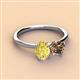3 - Tanya Oval Shape Yellow Sapphire & Cushion Shape Smoky Quartz 2 Stone Duo Ring 