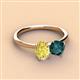 3 - Tanya Oval Shape Yellow Sapphire & Cushion Shape London Blue Topaz 2 Stone Duo Ring 