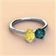 2 - Tanya Oval Shape Yellow Sapphire & Cushion Shape London Blue Topaz 2 Stone Duo Ring 