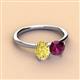 3 - Tanya Oval Shape Yellow Sapphire & Cushion Shape Rhodolite Garnet 2 Stone Duo Ring 