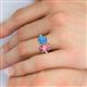 5 - Tanya Oval Shape Pink Tourmaline & Cushion Shape Blue Topaz 2 Stone Duo Ring 