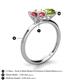 4 - Tanya Oval Shape Pink Tourmaline & Cushion Shape Peridot 2 Stone Duo Ring 