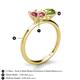 4 - Tanya Oval Shape Pink Tourmaline & Cushion Shape Peridot 2 Stone Duo Ring 