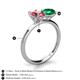 4 - Tanya Oval Shape Pink Tourmaline & Cushion Shape Emerald 2 Stone Duo Ring 