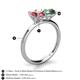 4 - Tanya Oval Shape Pink Tourmaline & Cushion Shape Lab Created Alexandrite 2 Stone Duo Ring 