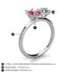 4 - Tanya Oval Shape Pink Tourmaline & Cushion Shape Forever Brilliant Moissanite 2 Stone Duo Ring 