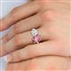 5 - Tanya Oval Shape Pink Tourmaline & Cushion Shape Forever Brilliant Moissanite 2 Stone Duo Ring 