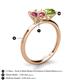 4 - Tanya Oval Shape Pink Tourmaline & Cushion Shape Peridot 2 Stone Duo Ring 