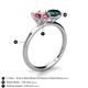 4 - Tanya Oval Shape Pink Tourmaline & Cushion Shape London Blue Topaz 2 Stone Duo Ring 