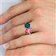 5 - Tanya Oval Shape Pink Tourmaline & Cushion Shape London Blue Topaz 2 Stone Duo Ring 